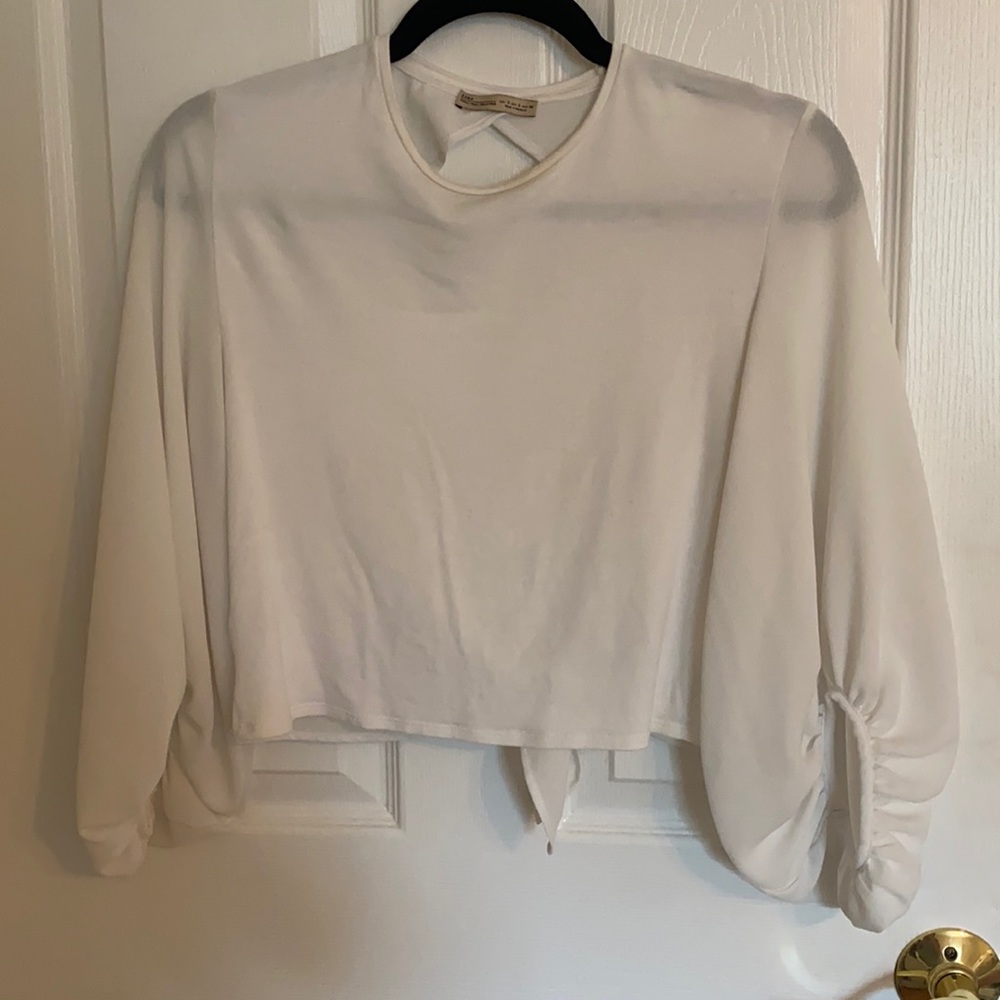 Zara puff sleeve open back top